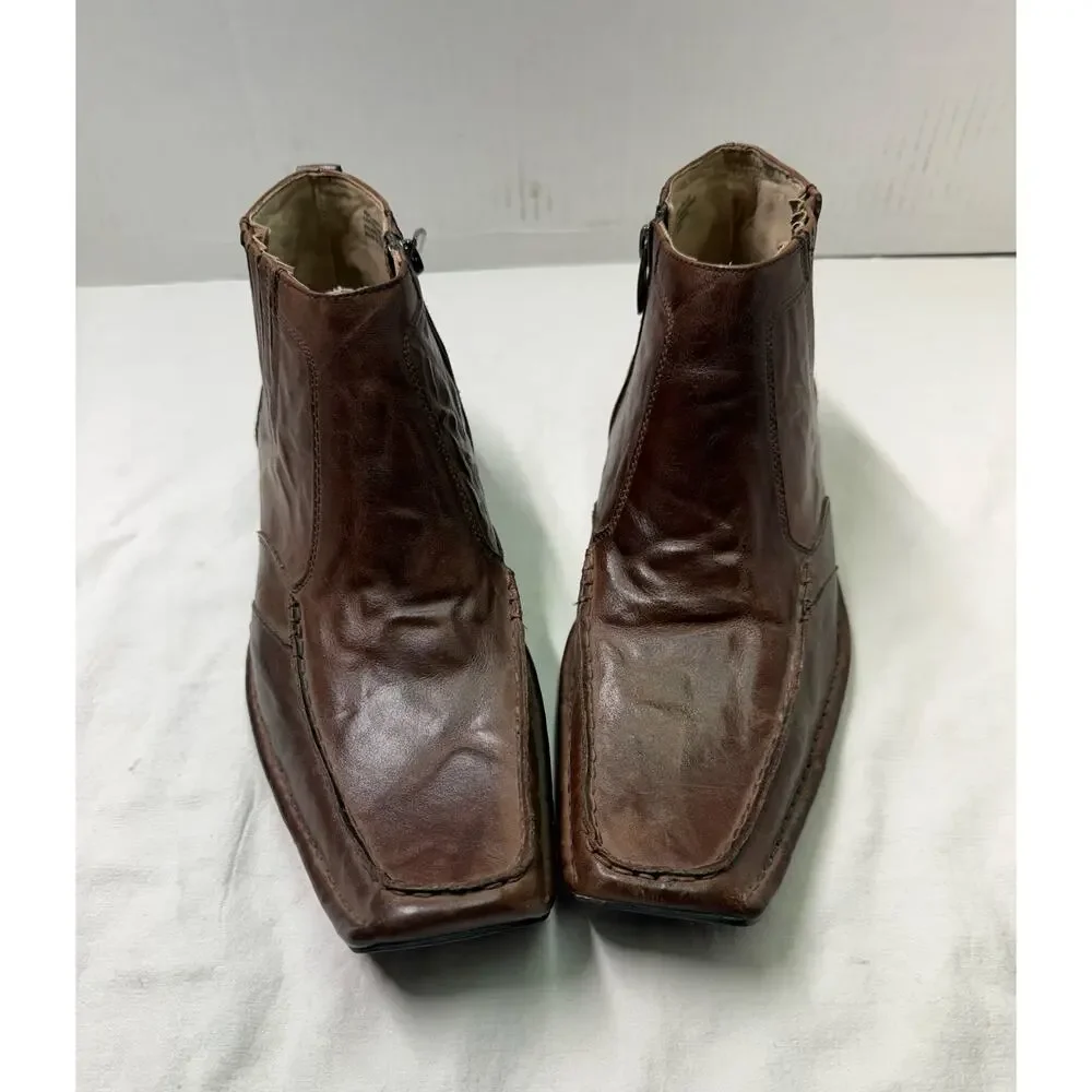 Stacy Adams Men’s Square Toe Ankle zipper Brown Chelsea Boots Size 9M